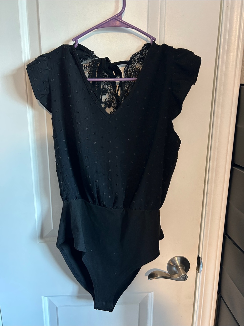 Black Lace-Back Bodysuit